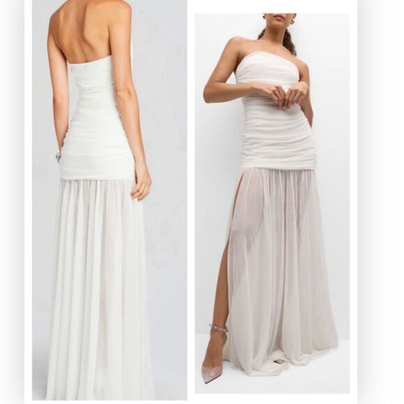 NWT  Retrofete Adele Ruched Strapless Maxi Dress size Large - Picture 1 of 9